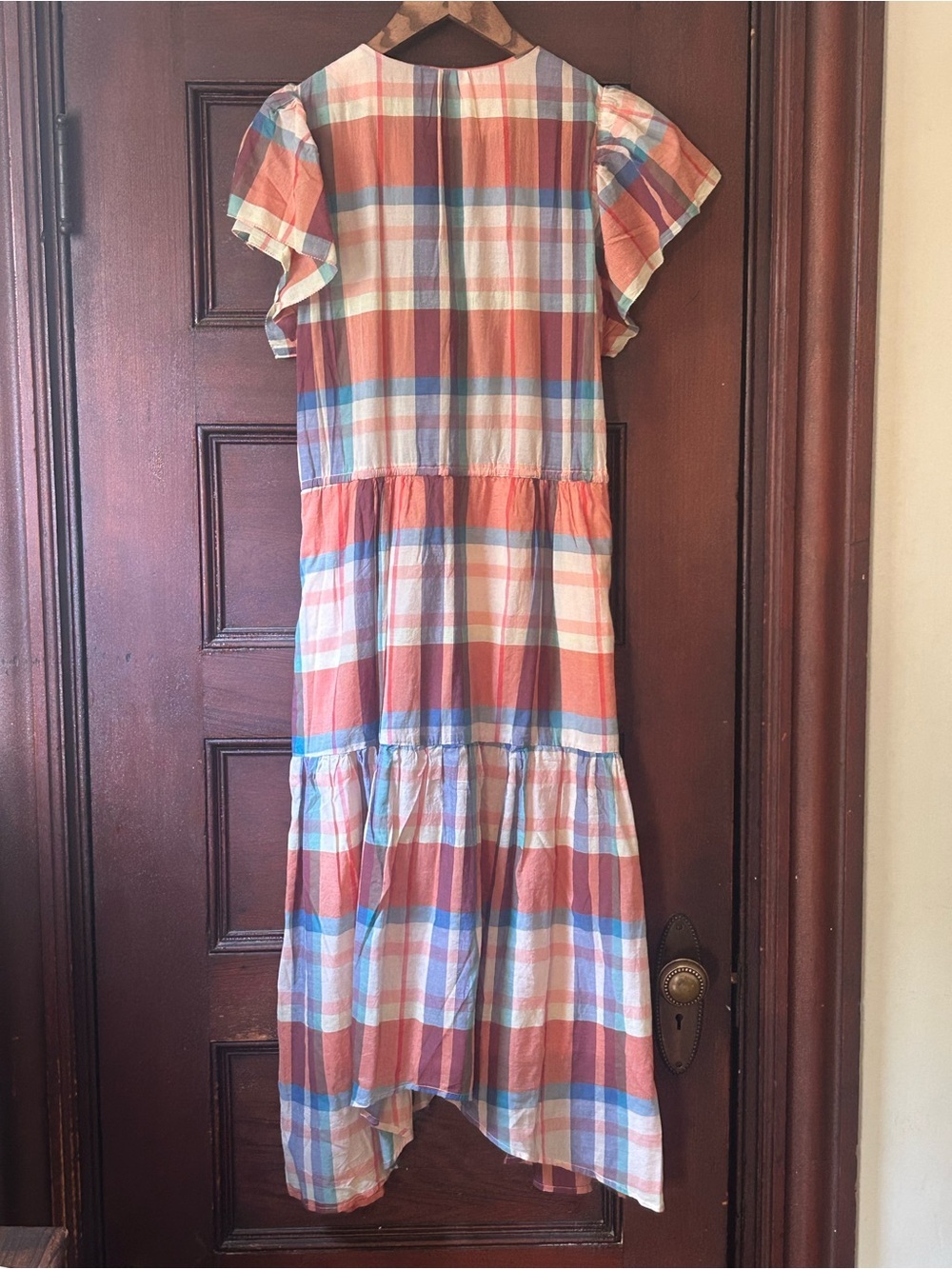 Trovata Birds of Paradis Kristi Dress Market Plaid Boho Flutter Sleeve Cottage - Picture 8 of 13